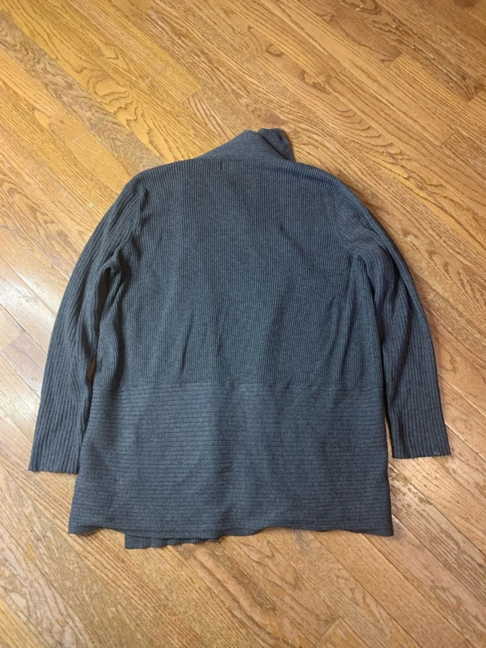 JM Collection Grey Ribbed Open Front Cardigan XL - Picture 2 of 7